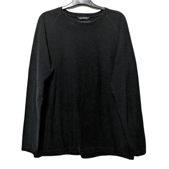WINGS + HORNS Black Textured Cotton Long Sleeve Top XL - Picture 1 of 6